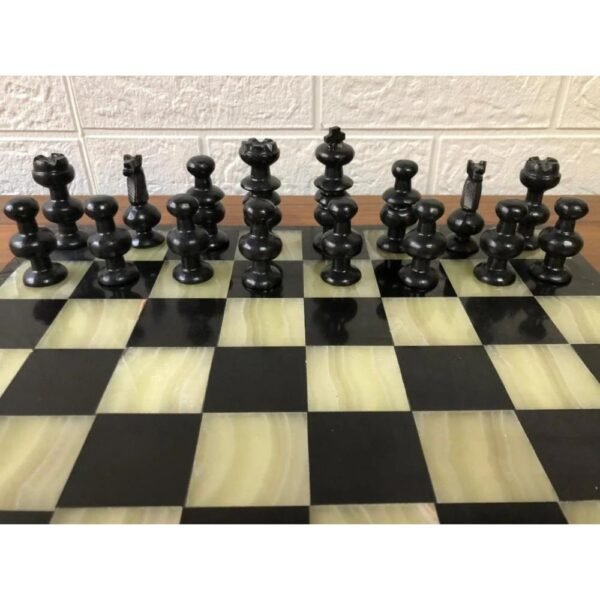 LARGE Chess set 13.77” x 13.77”, Marble Chess set in black and green, Stone Chess Set, Chess set handmade