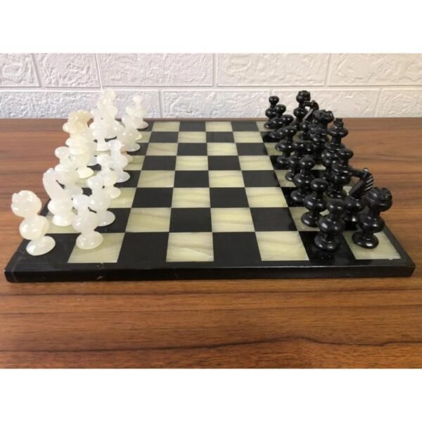 LARGE Chess set 13.77” x 13.77”, Marble Chess set in black and green, Stone Chess Set, Chess set handmade