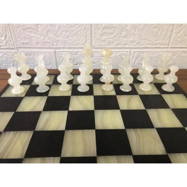 LARGE Chess set 13.77” x 13.77”, Marble Chess set in black and green, Stone Chess Set, Chess set handmade