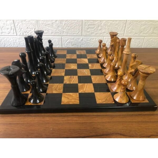 LARGE Chess set 13.77” x 13.77”, Marble Chess set in black and orange, Stone Chess Set, Chess set handmade, Italian design