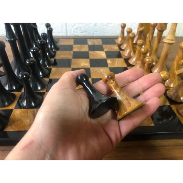 LARGE Chess set 13.77” x 13.77”, Marble Chess set in black and orange, Stone Chess Set, Chess set handmade, Italian design