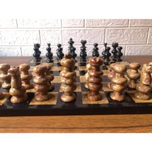 LARGE Chess set 13.77” x 13.77”, Marble Chess set in black and orange, Stone Chess Set, Chess set handmade