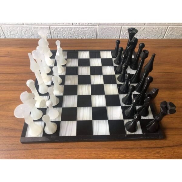 LARGE Chess set 13.77” x 13.77”, Marble Chess set in black and white, Stone Chess Set, Chess set handmade, Italian design