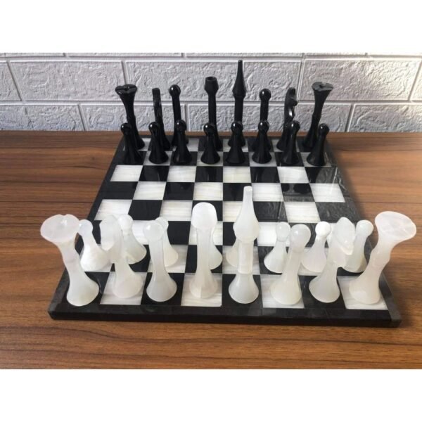 LARGE Chess set 13.77” x 13.77”, Marble Chess set in black and white, Stone Chess Set, Chess set handmade, Italian design