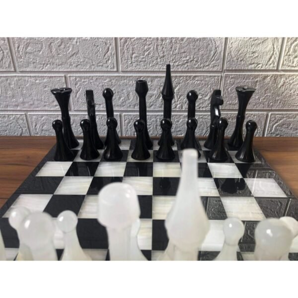 LARGE Chess set 13.77” x 13.77”, Marble Chess set in black and white, Stone Chess Set, Chess set handmade, Italian design