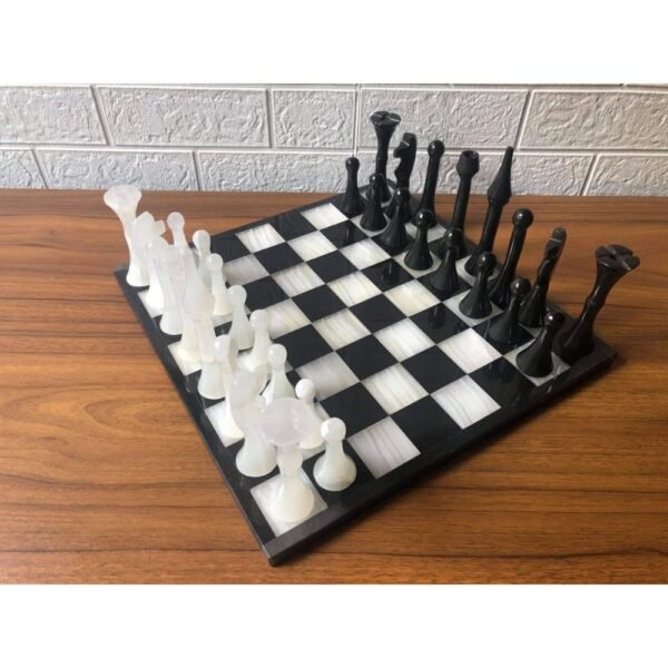 LARGE Chess set 13.77” x 13.77”, Marble Chess set in black and white, Stone Chess Set, Chess set handmade, Italian design