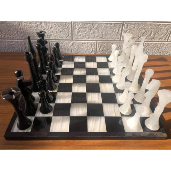 LARGE Chess set 13.77” x 13.77”, Marble Chess set in black and white, Stone Chess Set, Chess set handmade, Italian design