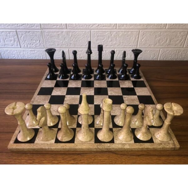 LARGE Chess set 13.77” x 13.77”, Marble Chess set in brown and black, Stone Chess Set, Chess set handmade, Italian design