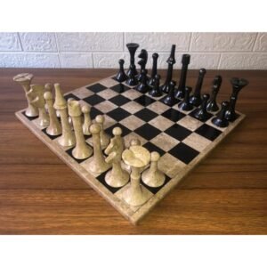LARGE Chess set 13.77” x 13.77”, Marble Chess set in brown and black, Stone Chess Set, Chess set handmade, Italian design