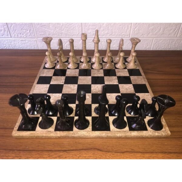 LARGE Chess set 13.77” x 13.77”, Marble Chess set in brown and black, Stone Chess Set, Chess set handmade, Italian design