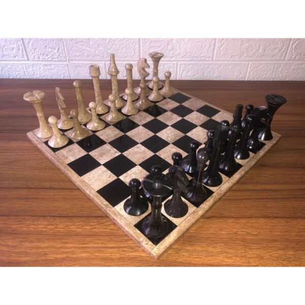 LARGE Chess set 13.77” x 13.77”, Marble Chess set in brown and black, Stone Chess Set, Chess set handmade, Italian design