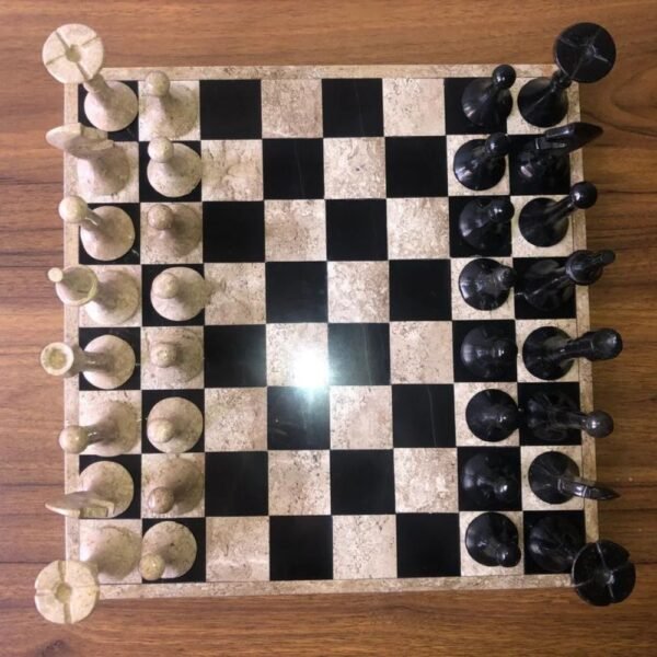 LARGE Chess set 13.77” x 13.77”, Marble Chess set in brown and black, Stone Chess Set, Chess set handmade, Italian design