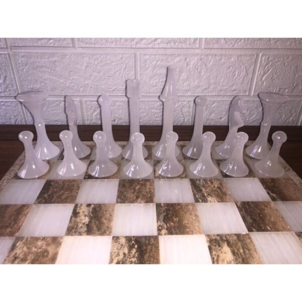 LARGE Chess set 13.77” x 13.77”, Marble Chess set in brown and white, Stone Chess Set, Chess set handmade, Italian design