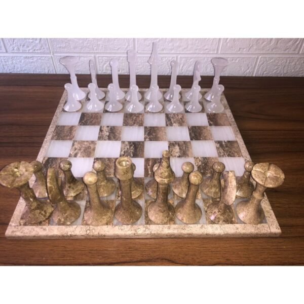 LARGE Chess set 13.77” x 13.77”, Marble Chess set in brown and white, Stone Chess Set, Chess set handmade, Italian design