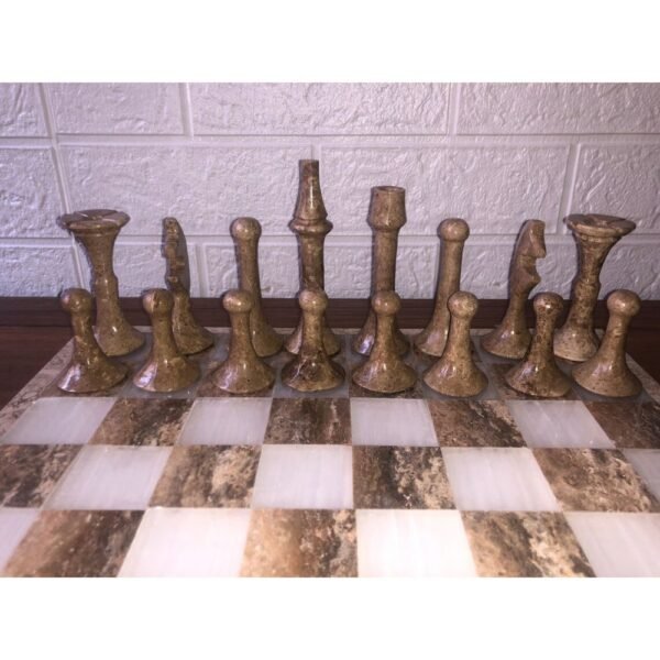 LARGE Chess set 13.77” x 13.77”, Marble Chess set in brown and white, Stone Chess Set, Chess set handmade, Italian design