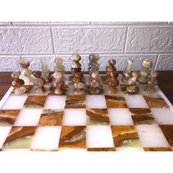 LARGE Chess set 13.77” x 13.77”, Marble Chess set in white and tarta, Stone Chess Set, Chess set handmade