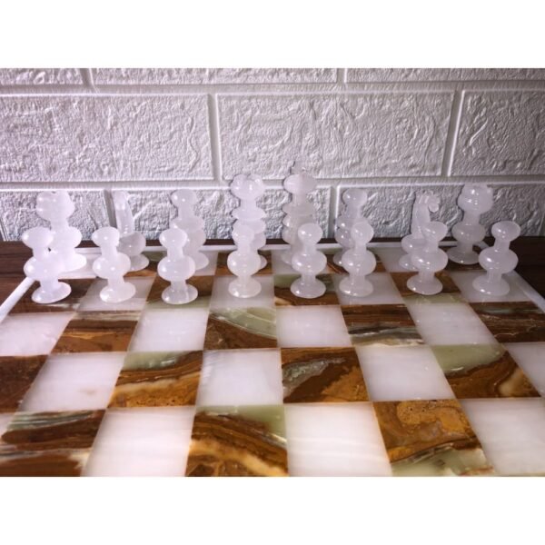 LARGE Chess set 13.77” x 13.77”, Marble Chess set in white and tarta, Stone Chess Set, Chess set handmade