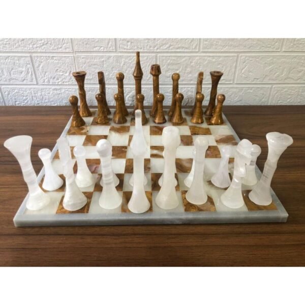 LARGE Chess set 13.77” x 13.77”, Marble Chess set in white and zarro, Stone Chess Set, Chess set handmade, Italian design