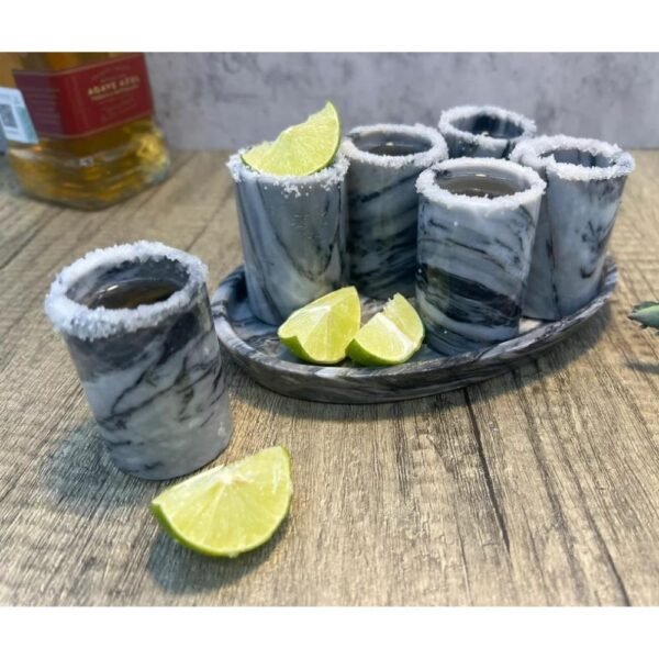 Luxury tequila shot glass, Onyx stone Mexican shot glasses, Unique shot glasses, Stone tequila set, 7 pieces