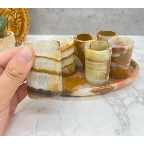 Luxury tequila shot glass, Onyx stone Mexican shot glasses, Unique shot glasses as father's day gift, Stone tequila set of 7 pieces