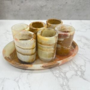 Luxury tequila shot glass, Onyx stone Mexican shot glasses, Unique shot glasses as father's day gift, Stone tequila set of 7 pieces