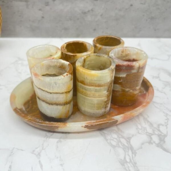 Luxury tequila shot glass, Onyx stone Mexican shot glasses, Unique shot glasses as father's day gift, Stone tequila set of 7 pieces