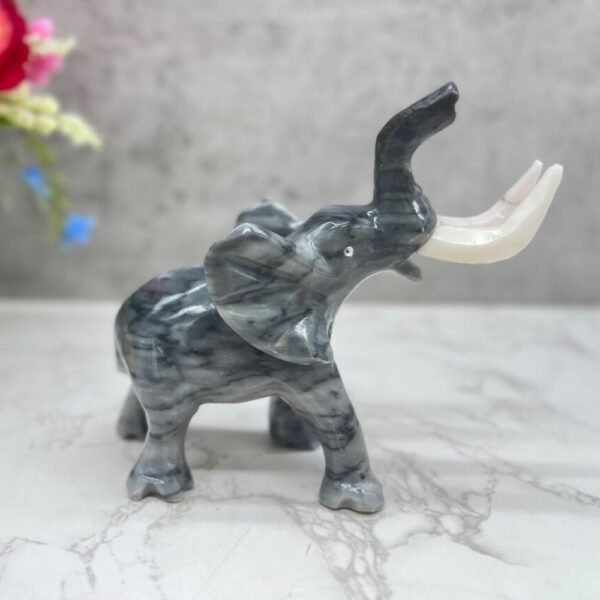 Marble Elephant Sculpture, Animal Carved In Stone Luxury Elephant For Gift For Home Decor