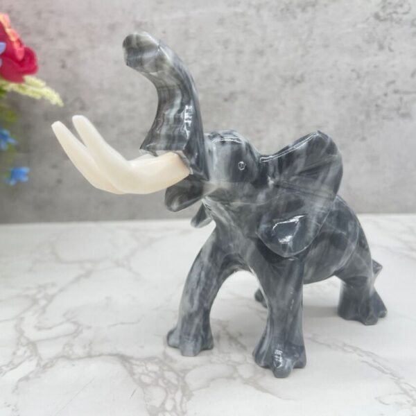 Marble Elephant Sculpture, Animal Carved In Stone Luxury Elephant For Gift For Home Decor