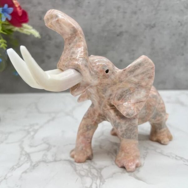 Marble Elephant Sculpture, Animal Carved In Stone Luxury Elephant For Gift For Home Decor