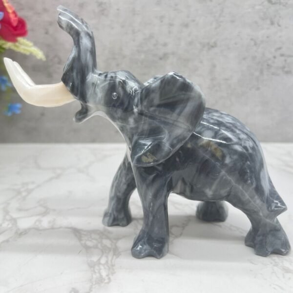 Marble Elephant Sculpture, Animal Carved In Stone Luxury Elephant For Gift For Home Decor