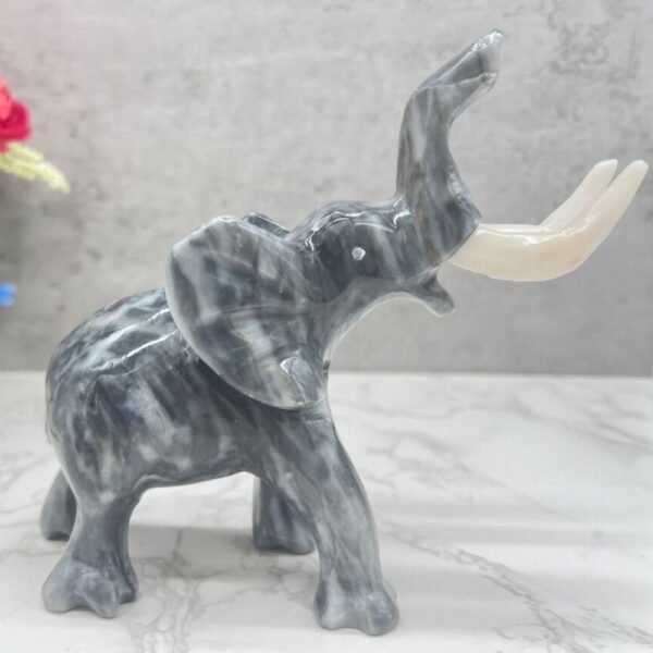 Marble Elephant Sculpture, Animal Carved In Stone Luxury Elephant For Gift For Home Decor