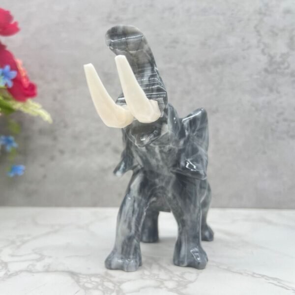 Marble Elephant Sculpture, Animal Carved In Stone Luxury Elephant For Gift For Home Decor