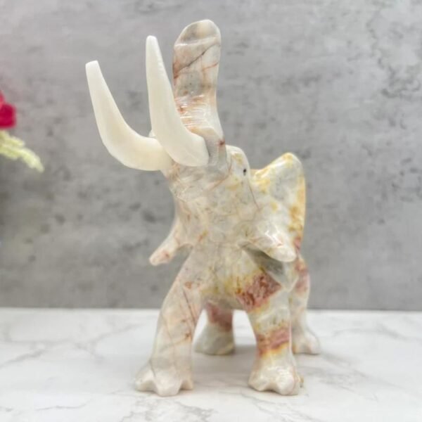 Marble Elephant Sculpture, Animal Carved In Stone Luxury Elephant For Gift For Home Decor