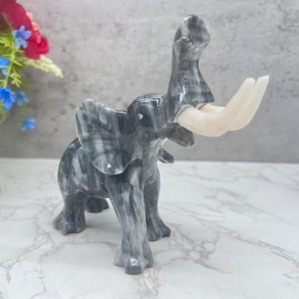 Marble Elephant Sculpture, Animal Carved In Stone Luxury Elephant For Gift For Home Decor