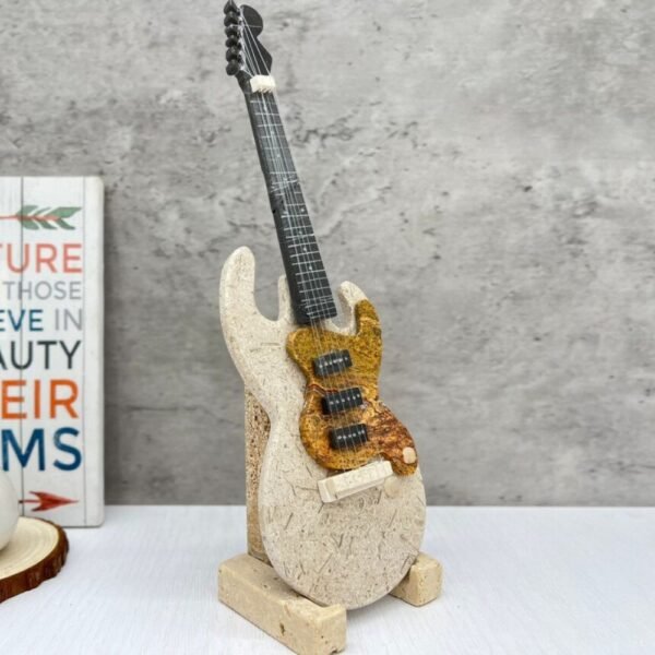 Marble sculpture, Guitar figurine, Onyx decor, Guitar and home, Carved guitar, Stone guitar