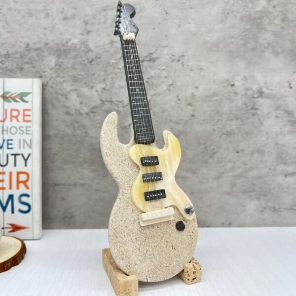 Marble sculpture, Guitar figurine, Onyx decor, Guitar and home, Carved guitar, Stone guitar