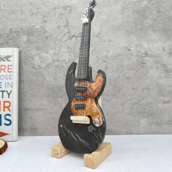 Marble sculpture, Guitar figurine, Onyx decor, Guitar and home, Carved guitar, Stone guitar