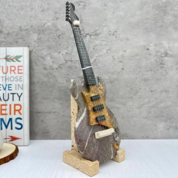 🎸 Luxury Marble and Onyx Guitar Sculpture | Handcrafted Guitar Figurine | Unique Home Decor | Music Lover's Gift - Image 2