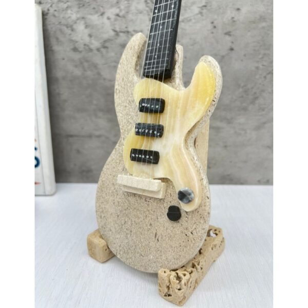 Marble sculpture, Guitar figurine, Onyx decor, Guitar and home, Carved guitar, Stone guitar