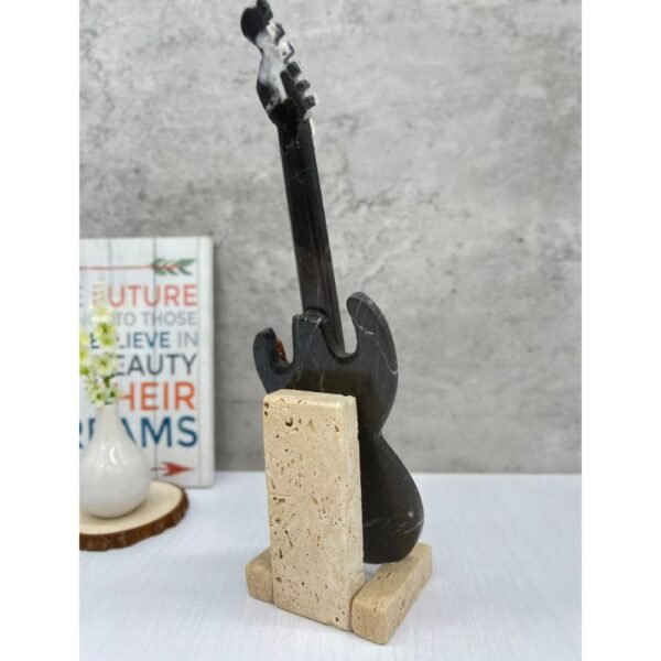 Marble sculpture, Guitar figurine, Onyx decor, Guitar and home, Carved guitar, Stone guitar