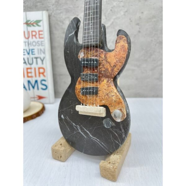 Marble sculpture, Guitar figurine, Onyx decor, Guitar and home, Carved guitar, Stone guitar