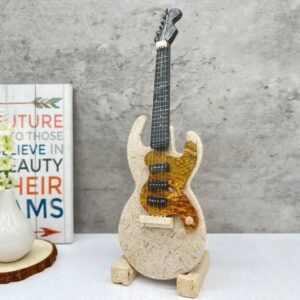 Marble sculpture, Guitar figurine, Onyx decor, Guitar and home, Carved guitar, Stone guitar