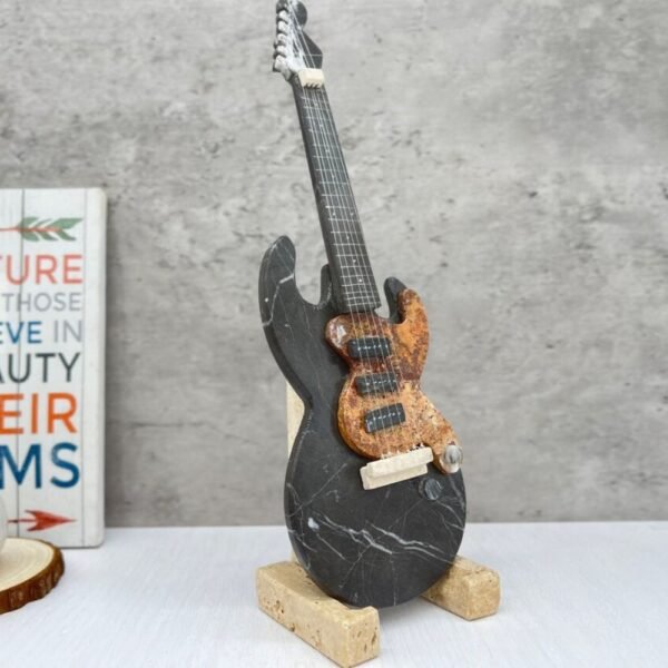 Marble sculpture, Guitar figurine, Onyx decor, Guitar and home, Carved guitar, Stone guitar