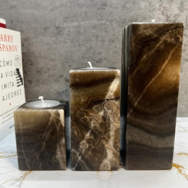 Onyx Candle Holder, Brown Candle Holder, Stone candle, Marble decorations, Tea Light Holder, Set of 3 pieces