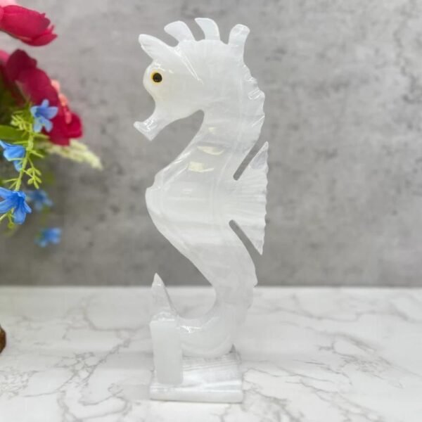 Sea Horse sculpture, Stone sea horse, Onyx Animal, Natural Genuine Rock And Hand Carved. Home Decor