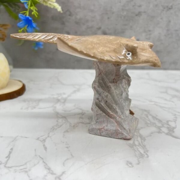 Stingray sculpture, Stone stingray, Marble Animal, Natural Genuine Rock And Hand Carved. Home Decor