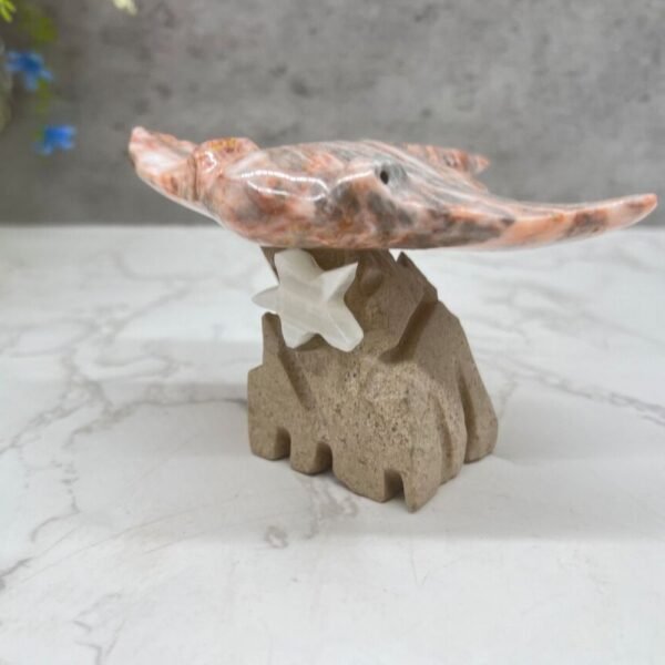 Stingray sculpture, Stone stingray, Marble Animal, Natural Genuine Rock And Hand Carved. Home Decor