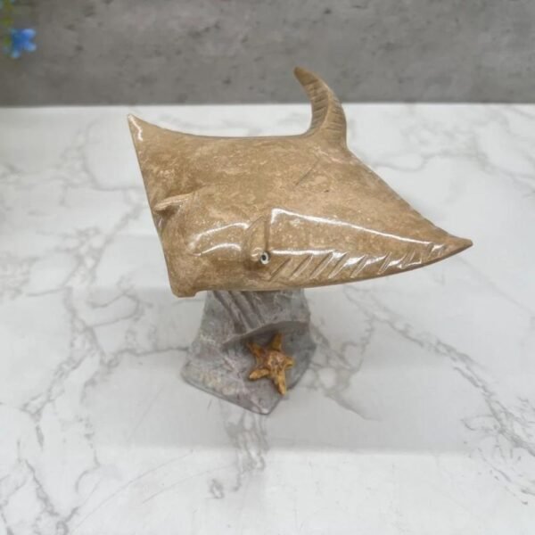 Stingray sculpture, Stone stingray, Marble Animal, Natural Genuine Rock And Hand Carved. Home Decor