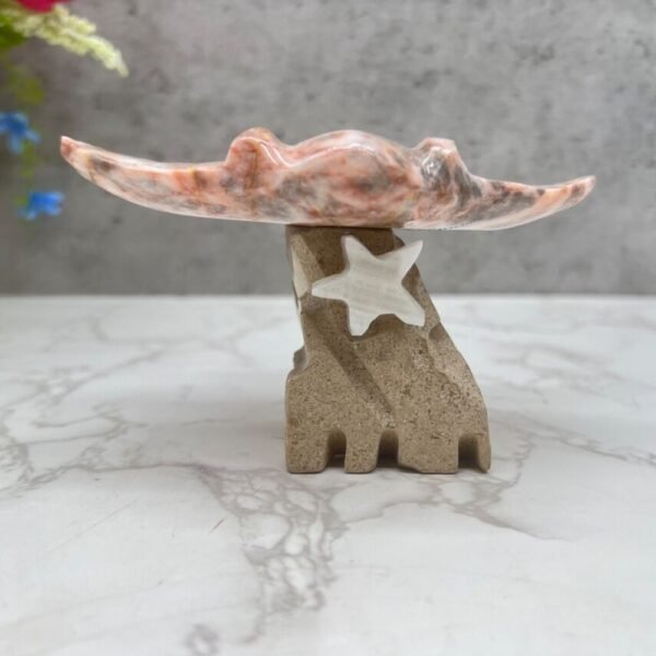 Stingray sculpture, Stone stingray, Marble Animal, Natural Genuine Rock And Hand Carved. Home Decor