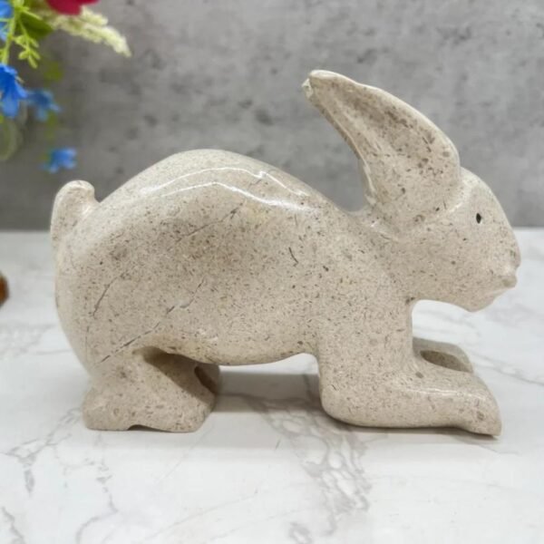 Stone rabbit, Rabbit sculpture, Bunny figure, Rabbit statue, Marble rabbit, Carved stone animal, Stone bunny